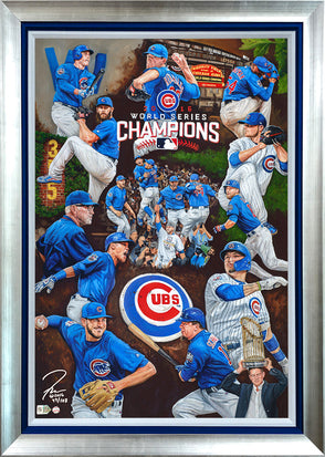 chicago cubs 2016 ws champs, "the wait is over" 24x36 aroc, l.e. 108 (1-99)