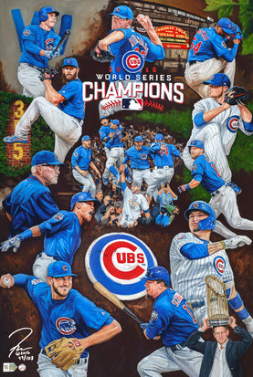 chicago cubs 2016 ws champs, "the wait is over" 24x36 aroc, l.e. 108 (1-99)