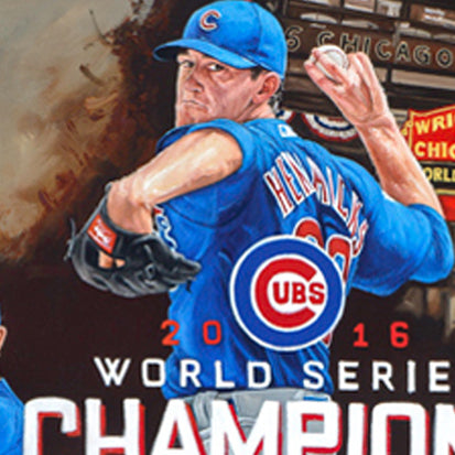 chicago cubs 2016 ws champs, "the wait is over" 24x36 aroc, l.e. 108 (1-99)