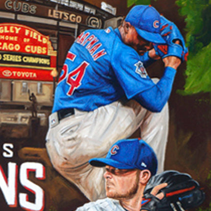 chicago cubs 2016 ws champs, "the wait is over" 24x36 aroc, l.e. 108 (1-99)