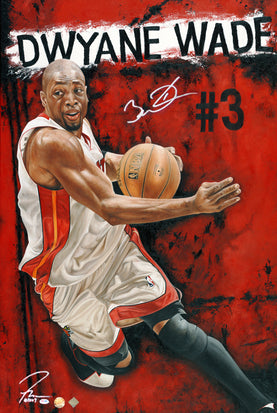 dwyane wade, "relentless" 24x36 auto aroc, l.e. 13
