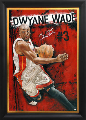 dwyane wade, "relentless" 24x36 auto aroc, l.e. 13