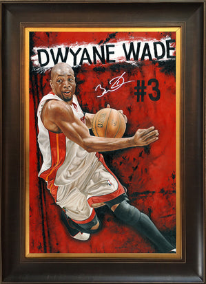 dwyane wade, "relentless" 24x36 auto aroc, l.e. 13