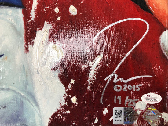 jj watt, "99 past the line" 24x36 auto aroc, l.e. 25