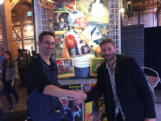 ne patriots sb 51 champs, "did that just happen" 30x45 multi-auto aroc, brady, edelman, hightower, white, l.e. 12