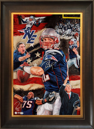ne patriots, "krafting a dynasty" 24x36 auto aroc w/ brady only, l.e. 20