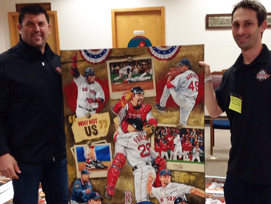 boston red sox 2004 ws champs, "why not us" 30x45 multi-auto aroc, l.e. 20