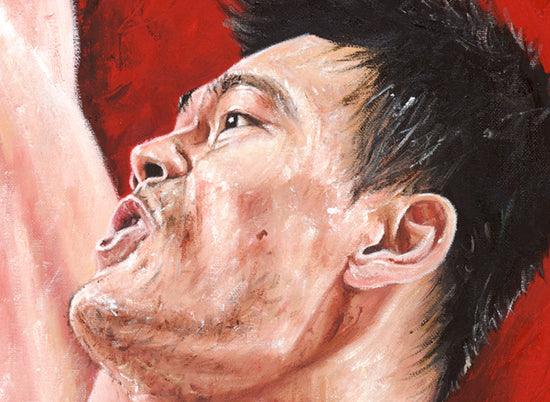 yao ming, "graceful touch" 30x45 orig, auto ming