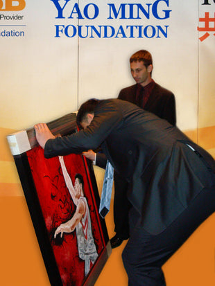 yao ming, "graceful touch" 30x45 orig, auto ming