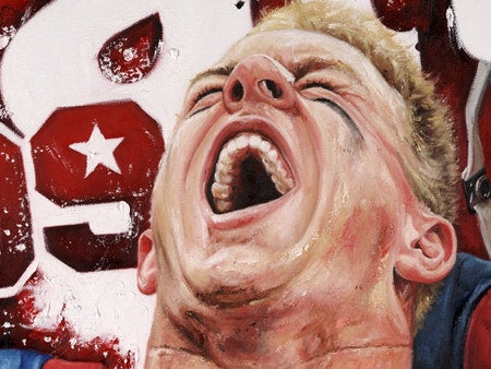 jj watt, "99 past the line" 24x36 auto aroc, l.e. 25