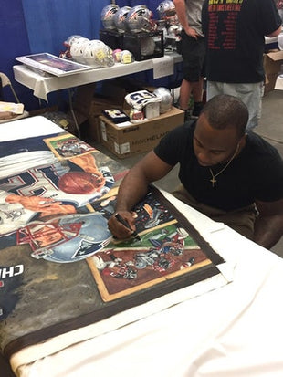 ne patriots sb 51 champs, "did that just happen" 30x45 multi-auto aroc, brady, edelman, hightower, white, l.e. 12