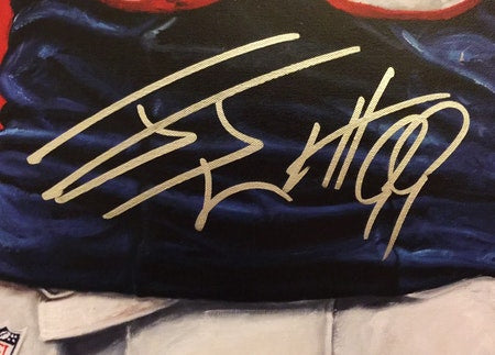 jj watt, "99 past the line" 24x36 auto aroc, l.e. 25