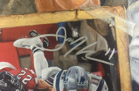 ne patriots sb 51 champs, "did that just happen" 30x45 multi-auto aroc, brady, edelman, hightower, white, l.e. 12