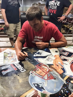 ne patriots sb 51 champs, "did that just happen" 30x45 multi-auto aroc, brady, edelman, hightower, white, l.e. 12