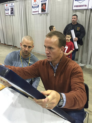 peyton manning, "the mad scientist" 30x45 orig, auto manning