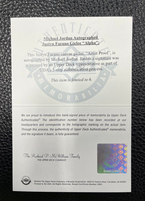 michael jordan, "alpha" 30x45 auto aroc, artist proof, l.e. 6