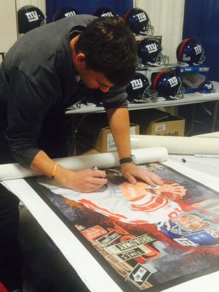 eli manning, "championship state of mind" 30x45 orig, auto manning