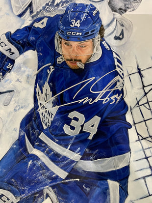 auston matthews, "maestro's magic" 24x36 auto aroc, auto matthews, l.e. 34