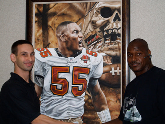 derrick brooks, "heart of a champion" 30x45 orig, auto brooks