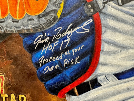 ivan rodriguez, "proceed at your own risk" 30x45 orig, auto rodriguez