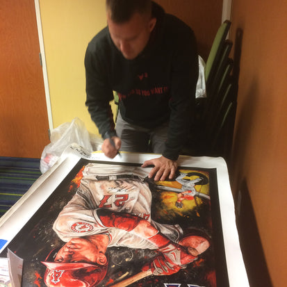 mike trout, "catch of the day" 30x45 orig, auto trout