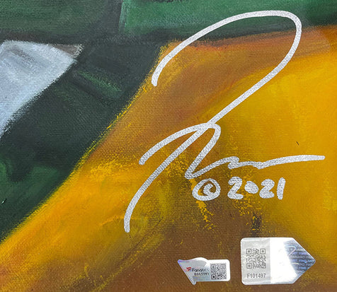 aaron rodgers, "rodger that" 30x45 orig, auto rodgers