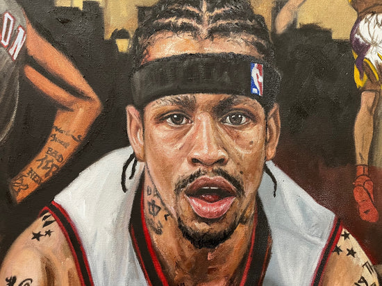 allen iverson, "street dreams" 30x45 orig, auto iverson