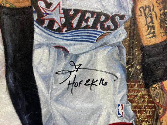allen iverson, "street dreams" 30x45 orig, auto iverson