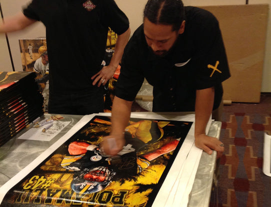 troy polamalu, "troy soldier" 30x45 orig, auto polamalu