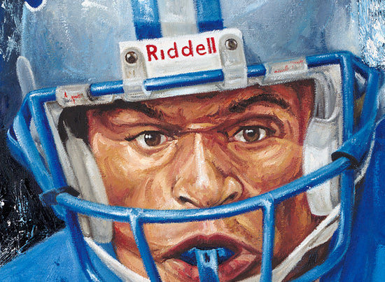 barry sanders, "catch me if you can" 30x45 orig, auto sanders