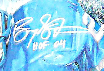 barry sanders, "catch me if you can" 30x45 orig, auto sanders