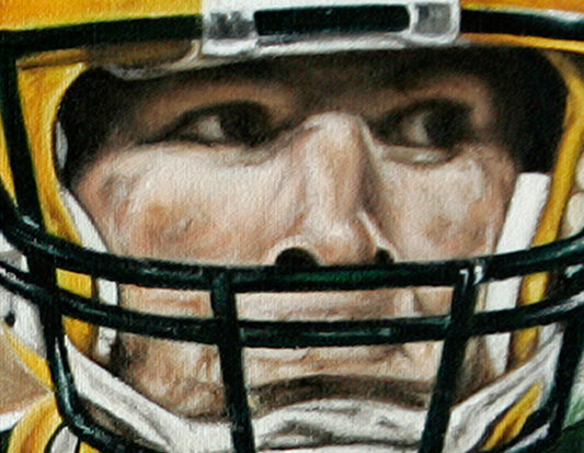 brett favre, "locked n' loaded" 30x45 orig, auto favre