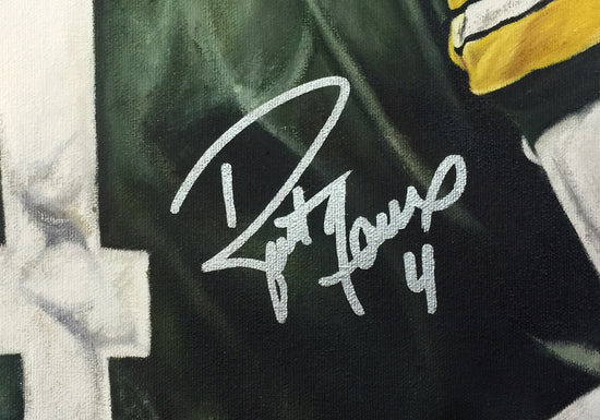 brett favre, "locked n' loaded" 30x45 orig, auto favre