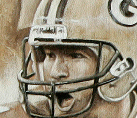 brett favre, "locked n' loaded" 30x45 orig, auto favre