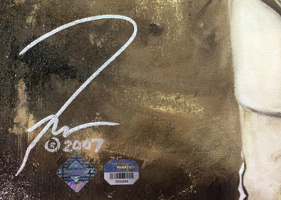 brett favre, "locked n' loaded" 30x45 orig, auto favre