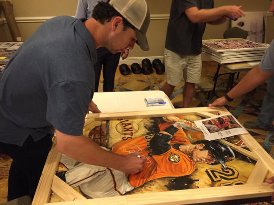 buster posey, "the rock" 30x45 orig, auto posey
