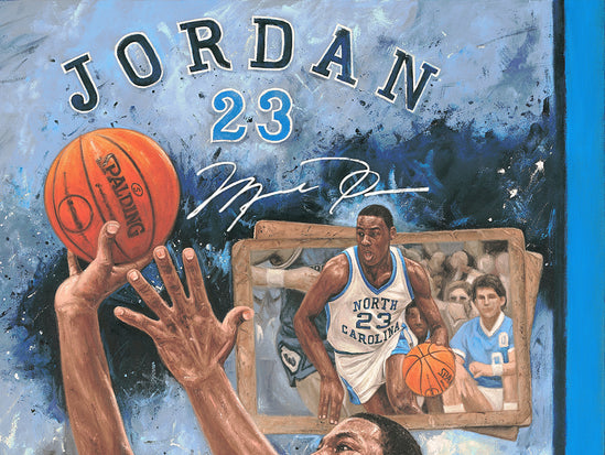 michael jordan, "air born" 24x36 auto aroc, l.e. 23