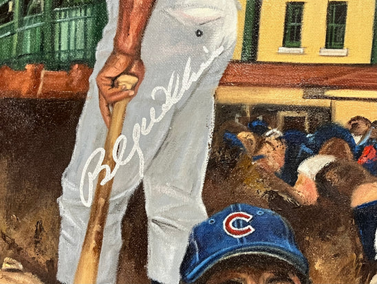 cubs legends, "don't stop believing" 36x54 orig, multi-auto