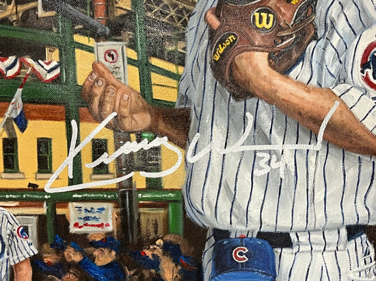cubs legends, "don't stop believing" 36x54 orig, multi-auto