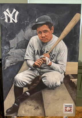babe ruth, "the weight of greatness", non autographed, 24x36 framed