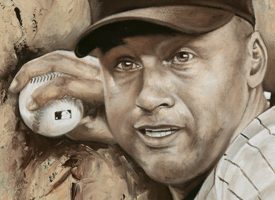 derek jeter, "old school" 30x45 orig, auto jeter