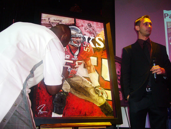 derrick brooks, "redefining the position" 30x45 orig, auto brooks