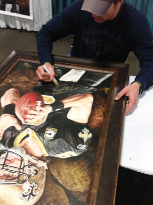 drew brees, "on target" 30x45 orig, auto brees