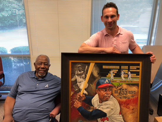 hank aaron, "integrity" 30x45 orig, auto aaron