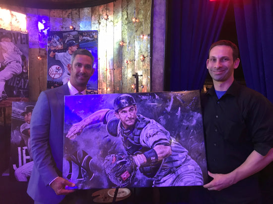 jorge posada, "black n' blue" 30x45 orig, auto posada