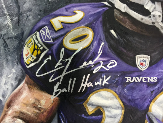 ed reed, "ball hawk" 30x45 orig, auto reed