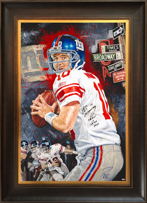 eli manning, "championship state of mind" 24x36 auto aroc w/ 'sb mvp' insc, artist proof, l.e. 10