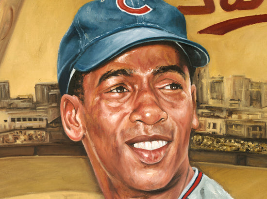 ernie banks, "the bank is open for business" 30x45 orig, auto banks