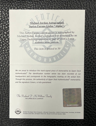 michael jordan, "alpha" 24x36 auto aroc, auto jordan, l.e. 50