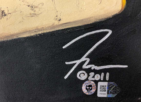 tim thomas, "denied" 30x45 orig, auto thomas
